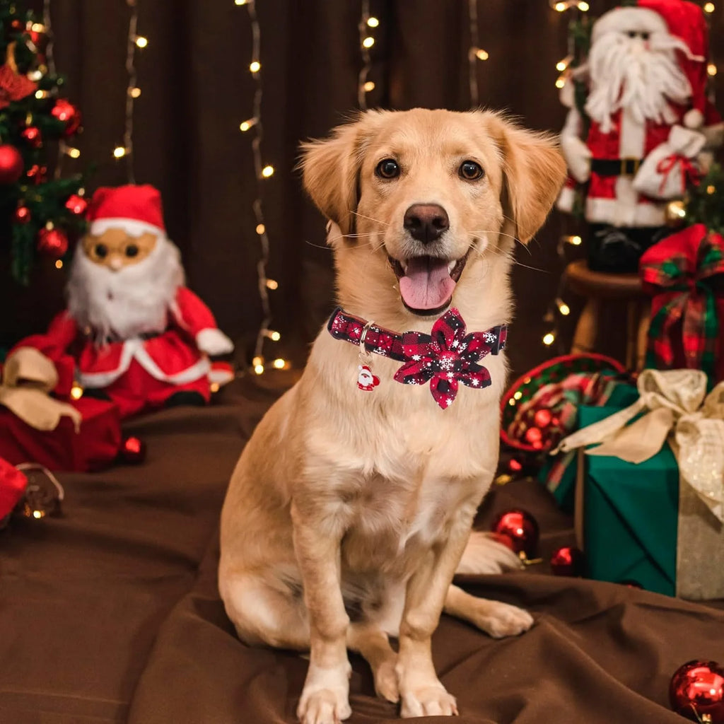 Christmas Dog Bowtie Collar Red/Green Plaid for Large Breeds