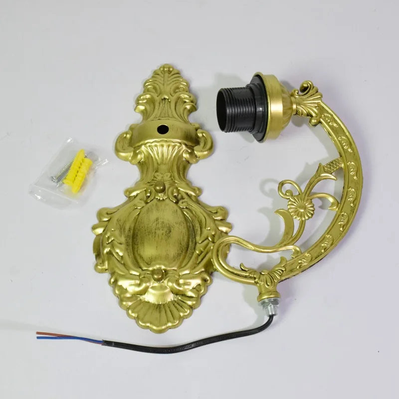 Vintage Stained Glass LED Wall Sconce - Mediterranean Baroque Bedside Lamp