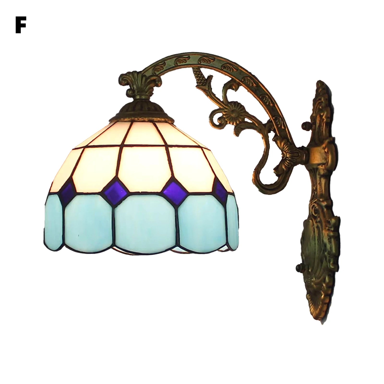 Vintage Stained Glass LED Wall Sconce - Mediterranean Baroque Bedside Lamp