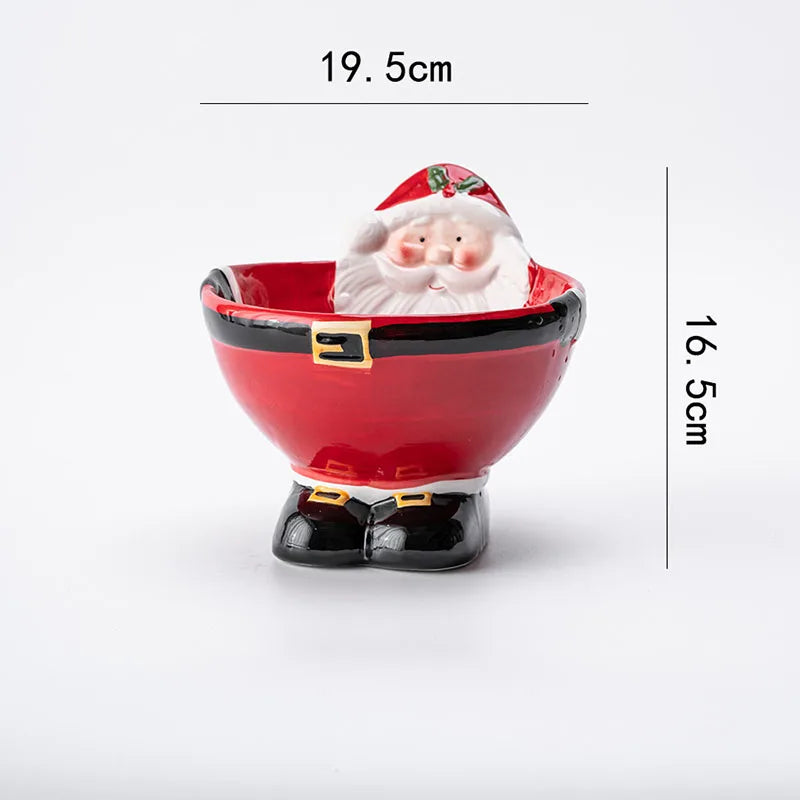 Elevated Ceramic Pet Bowl Santa Design For Cats And Dogs