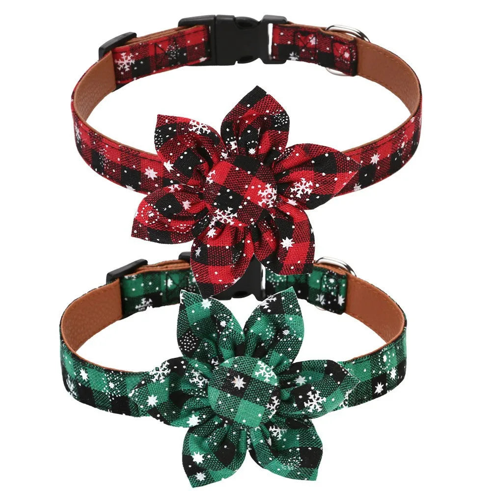 Christmas Dog Bowtie Collar Red/Green Plaid for Large Breeds