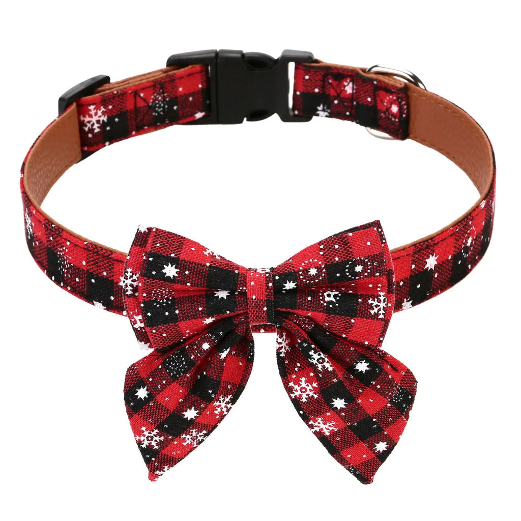 Christmas Dog Bowtie Collar Red/Green Plaid for Large Breeds